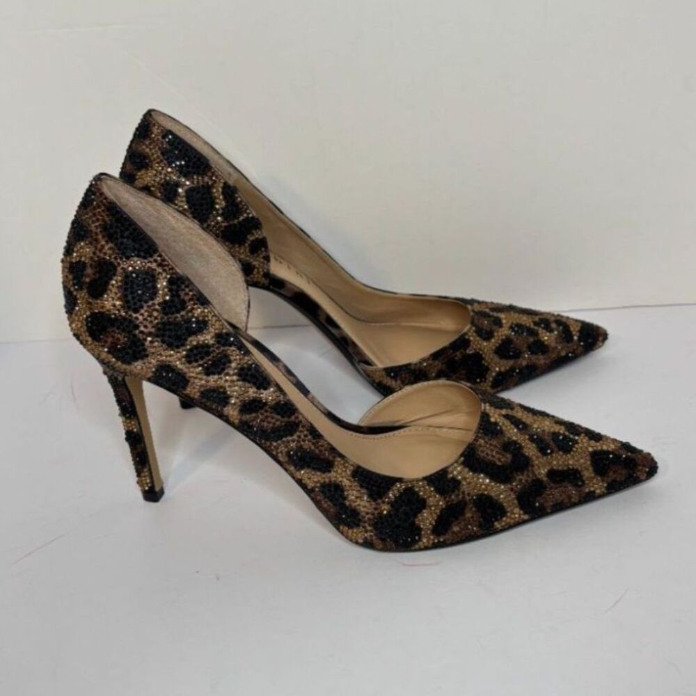 Gianni Bini TherryTwo Leopard Rhinestone D'Orsay Pumps Size 10